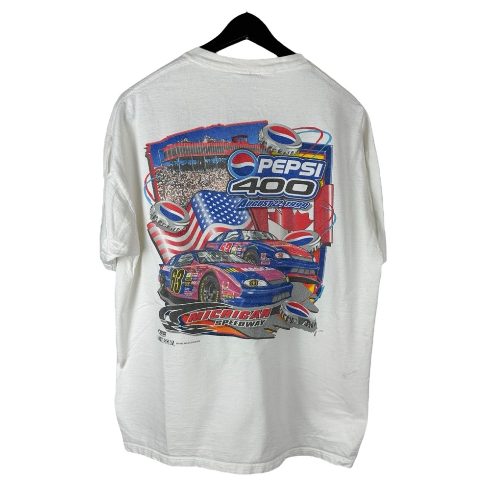 Vintage 1999 Nascar Pepsi 400 Michigan Speedway Race Graphic Shirt Size L